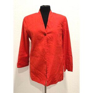 BARRY BRIKEN Red Long Blazer V Neck 4